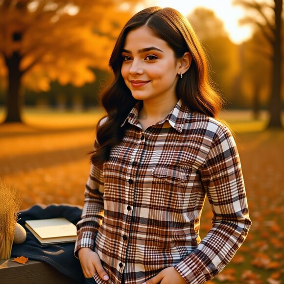 SO Tops - Junior Girls Small Brown Lightweight Flannel Button-up Shirt